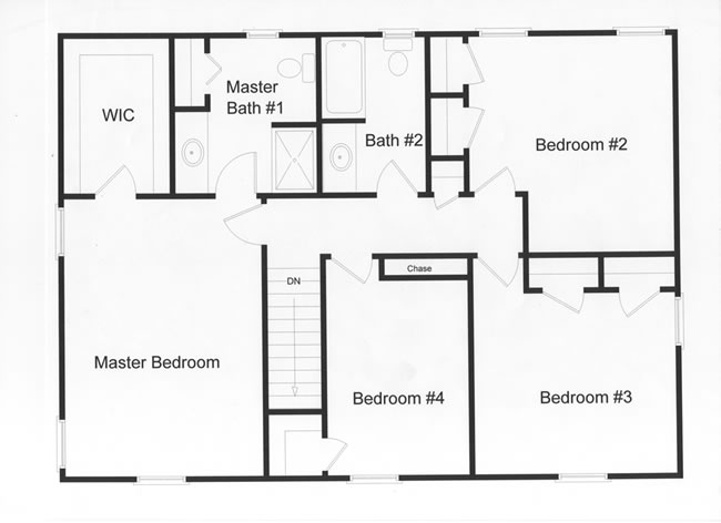 4 bedroom, 2 full baths and large master bedroom.  Efficient use of custom modular floor plan design